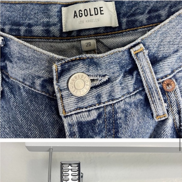 AGOLDE Riley High Waist Crop Straight Leg Jeans in Wash Frequency Size US 28 - Picture 4 of 5